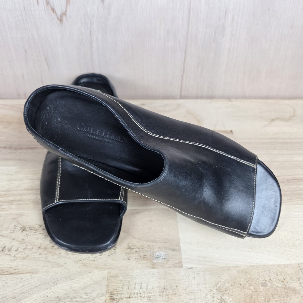 Vintage Cole Haan Country Mules Womens 9.5 Brazilian Black Leather Y2K 90s Comfy